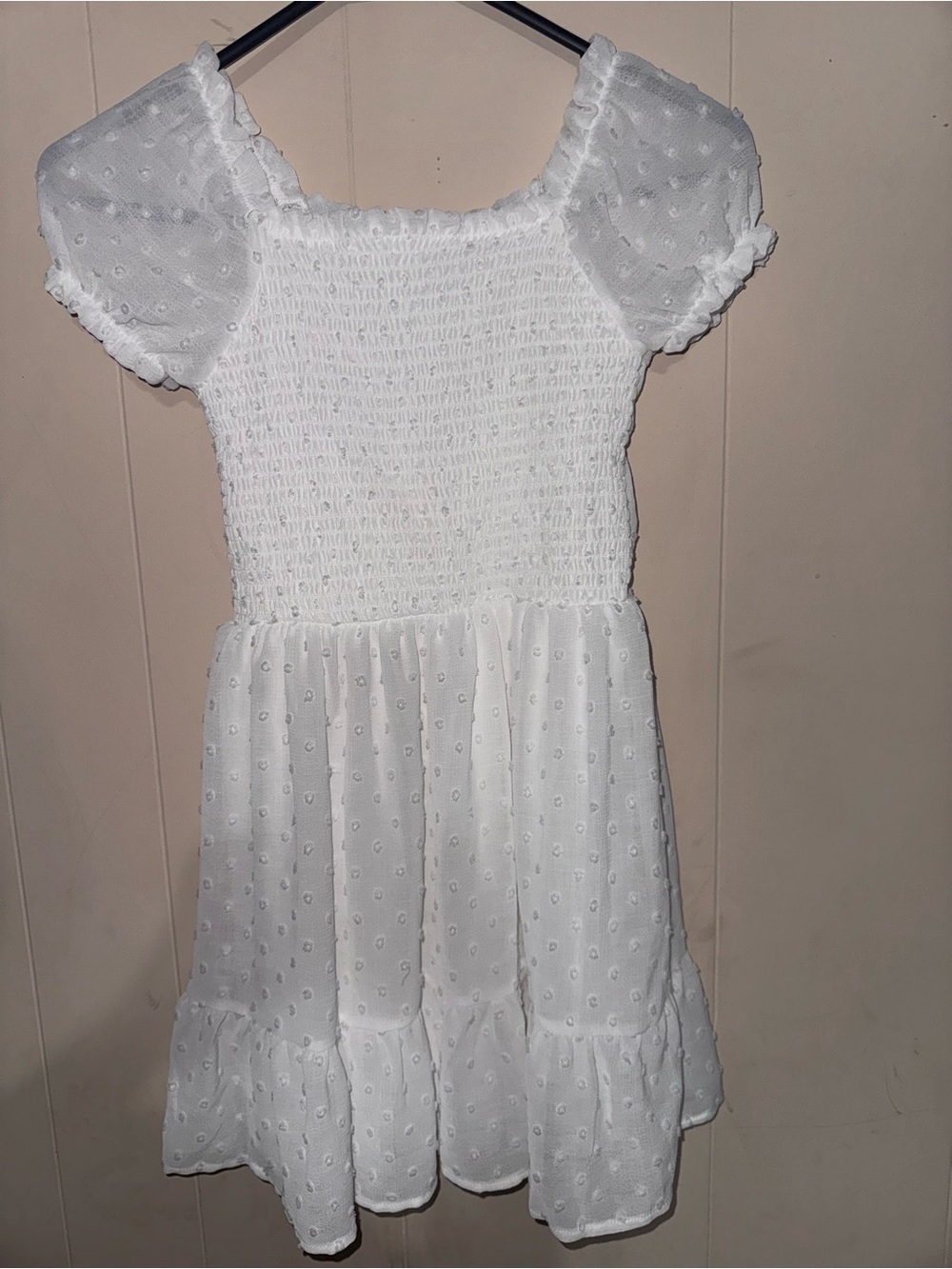 Lily Bleu White Swiss-Dot Smocked Dress